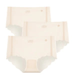 3Pcs/Set Women Ice Silk Briefs Scallop Trim Seamless Panties Ladies Underwear Lightweight Sexy Lingerie Female Underpants M-XL