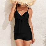 Summer Two Pieces Swimsuit Woman High Waisted Swimwear Female Tankini Sets Beach Wear Bathing Suit Sports Swimming Suit Shorts