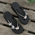 Luxury Crystal Butterfly Wedge Heel Flip Flops Women Fashion Clip Toe Thick Bottom Slippers Woman Summer Beach Non Slip Slides