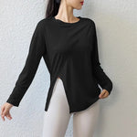 New Women's Sexy Pilates Top Loose Breathable Long Sleeve Yoga Running Fitness Sportswear Upper
