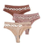 3Pcs/Set Sexy High Rise Panties Women Thongs Comfort G-String Underwear Sexy Lingerie Hollow Bottoms Female Underpants M-L