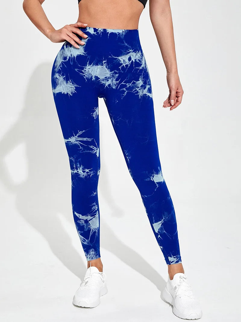 47 Color Marbling Tie-Dye Seamless Yoga Pants Sports Leggings Women Running Fitness High Waist Gym Leggings Women Workout Tights