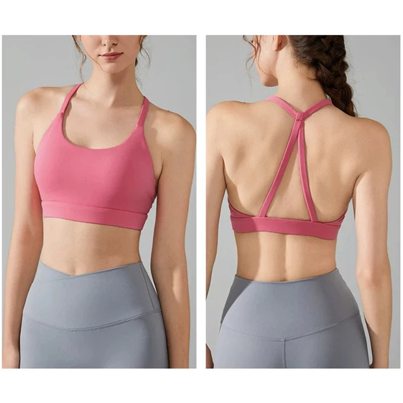 Women's Sexy Fitness Sports Bra Beautiful Back Gathering Naked Feel Comfortable Supportive Exercise Bra in Black/Mint/White