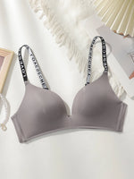 Grey Seamless Bra Women Wireless Underwireless Bralette Breathable Comfort Everyday Lingerie B2031