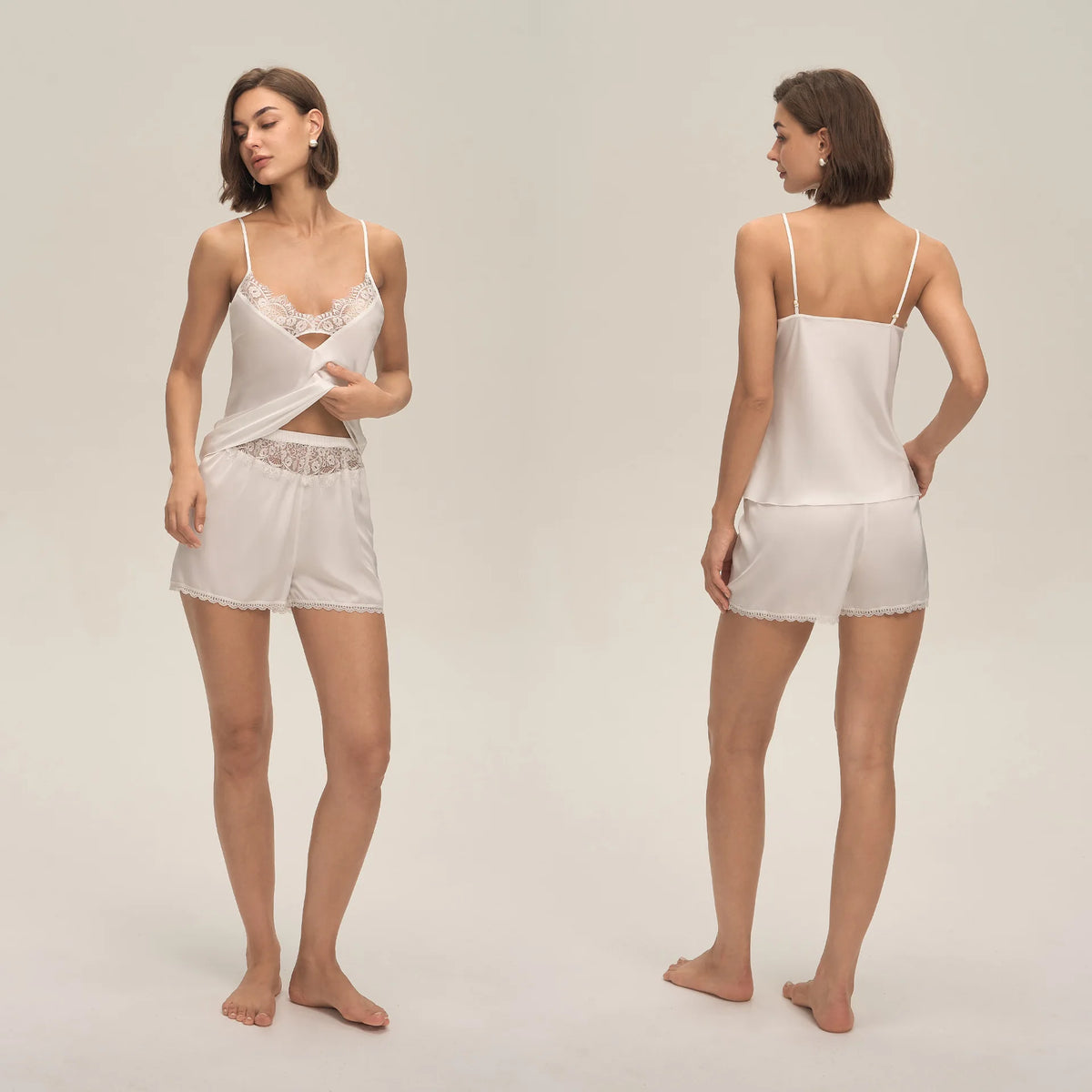 Summer home suspender shorts set casual and comfortable home wear lace women's pajamas