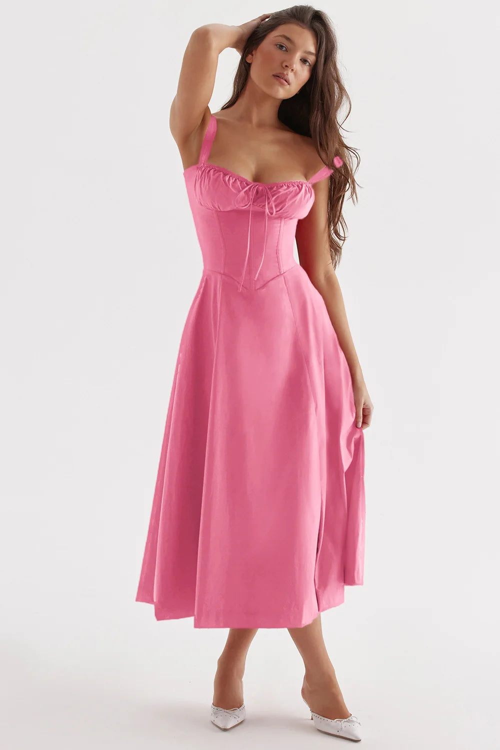Sexy Low Cut Spaghetti Strap Maxi Dresses For Women Color Flower Printed Chest Wrap Bowknot Leace-up Long Dress Elegant Vestidos