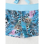 Sexy High Waist Bikini Shorts 2026 Women Swimsuit Blue Halter Swimwear Female Bikinis Set Print Bathing Suits Brazilian Biquini