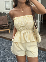 Women's Set Casual Simple Tube Top Fungus Edge Shorts Set Women's Summer Two Piece Sets Womens Outifits Shorts Women