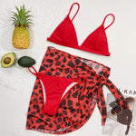 2026 Sexy Bikini Set 3-Piece Swimwear Swimsuit Women Bikinis Set Bathing Suit Beach Bikini Female Leopard Cover Up Bikinis Mujer
