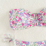XS - L Flowers Printed Floral Bandeau Bikini Female Swimsuit Women Swimwear Two-Pieces Bikini Set Bather Bathing Suit Swim V5453