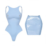Sexy 3Pcs Swimsuit With Mini Skirt Women Bikini Push Up Swimwear Solid Biquini High Cut Monokini Swim Suit Bathingsuit Beachwear