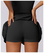 Sports Tennis Short Skirt Women's Summer Pleated Fake Two-piece Quick Drying Skort Fitness High Waist Pocket Yoga Running Skirts