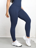 Women's High Waist Pockets Yoga Pants Tight Waist Hip Lifting Elastic Tight Solid Color Wide Waist Sports Legging