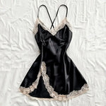 V-neck Luxury Pajama Set With Thong Women Nightgown For Sleeping Hot Femme Sleepwear Summer Sleeveless Sleep Dress Holiday Gifts