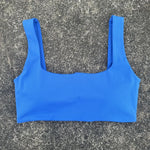 Solid Color Butter Square collar Soft Gym Yoga Underwear Women Hollow back shoulder strap Fitness Vest sport Bra Top With pad
