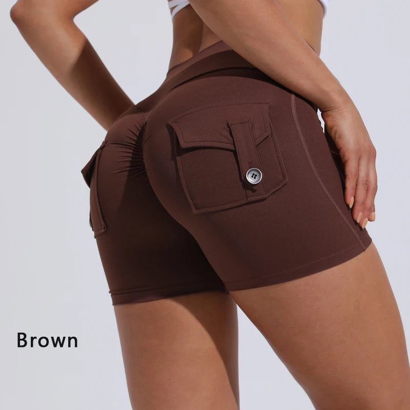 DIAS FIT JOY Tight Women's Shorts Pocket High Waist Lifting Buttocks Quick Drying Yoga Shorts