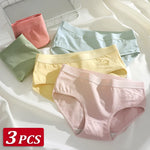 3Pcs Women's Cotton Underwear Panty Cute Sexy Panties Female Seamless Underpants Solid Color Panty Intimates Women Lingerie S-XL