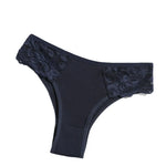 1 Pack Women's Lace Trim Ribbed Cotton Panties Breathable Low-Waist Briefs Sexy Side Lace Lingerie Skin-Friendly Underwear S-L