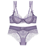 French Sexy Ultra Thin Bra Set Women Red Temptation Underwear Lace Embroidery Breathable Lingerie Romantic Bow Decorative Bras