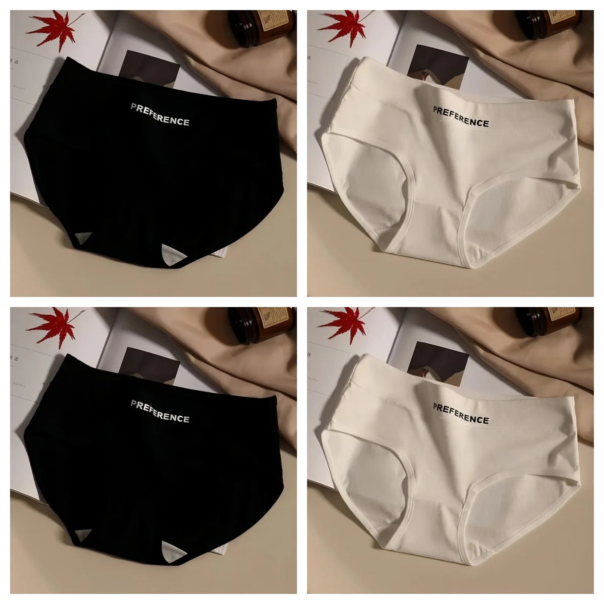 4Pcs/Set Cotton Panties Women Mid Waist Briefs Breathable Intimates Breathable Comfort Underwear M-2XL Soft Panties