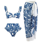 2026 New Arrival Push Up Women Bikini Set Floral Printed Ruffle Bikinis Strappy Bandage Swimwear Brazilian Biquini Bathing Suit