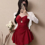 Swimsuit one-piece slimming and conservative skirt for girls, soaking in hot springs for vacation, swimsuit for women, summer