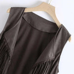 Open Front Tassel Cardigan Women's Fringe Vest Retro Sleeveless Jacket Cowgirl Western Outfits Outerwear