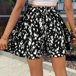 Print Loose Wide Leg Shorts for Women Shorts Summer Casual Elastic Waistband A-Line Shorts Chic Ladies Holiday Beach Shorts