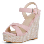 Wedges Sandals Women Summer 2026 Platform High Heels Gladiator Flip Flops Black Pink Knitted Party Shoes Female Large Size 45