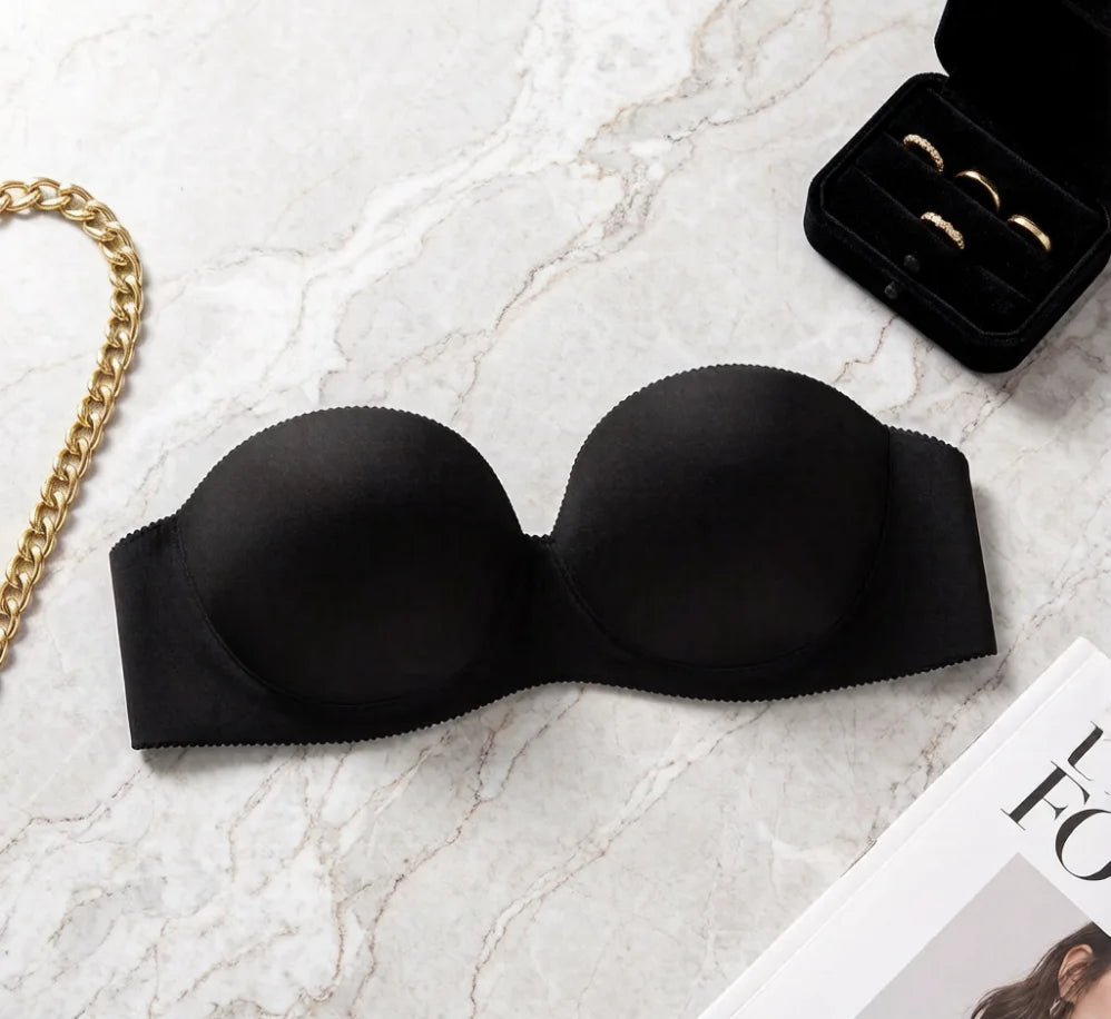Summer Strapless black lingerie sexy solid color strapless invisible women's lingerieseamless women's underwear 6834