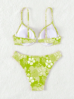 Strappy Underwire Bikinis 2025 Printed Floral Swimwear Female Sexy Swimsuit Women Bathers Bathing Swimming Swim Suit Beachwear