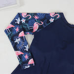 Women Two Pieces Vintage Print Rash Guard Swimwear Long Sleeve Shirt Shorts Surf Top Retro Print Running Shirt Split Swimsuit