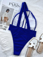 Sexy One Piece Swimsuit Swimwear Women Royal Blue Hollow Single Shoulder High Waist Bathing Suit Beachwear Banadores Mujer 2026