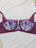 High-quality purple embroidered lingerie sexy semi-transparent bra sexy brassiere women's underwear YS2933
