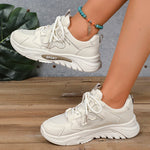 Fashion Lace Up Platform Sneaker Women Comfy Mesh Breathable Running Walking Shoes Woman Non Slip Thick Bottom Vulcanized Shoes