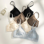 French Triangle Bra Small Bust Rabbit Ear Cup Anti-Protrusion Wirefree Comfort Summer Thin Lace Push Up Gathering Bralette S-XL