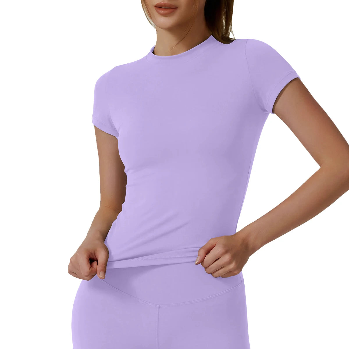 Women Yoga Tops Breathable Stretch Sports Shirt Slim Fit Workout Gym Running Fitness Athletic Blouse