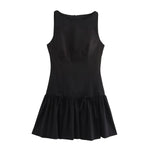 Foridol Bowknot Pleated Tank Short Dress for Women Sleeveless Casual Party Short Dress Female Casual Autumn Winter Dress