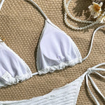 Sexy White Yellow Micro Bikini 2026 Women Metal Flower Push Up Bra Bandage Triangle Swimsuit Beach Bathing Suit Holiday Swimwear