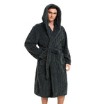 The New Fall and Winter Men's Warm Robe Pajamas Couple Robe Shu Cotton Velvet Jacquard Hooded Thickened Couple Robe Homewear