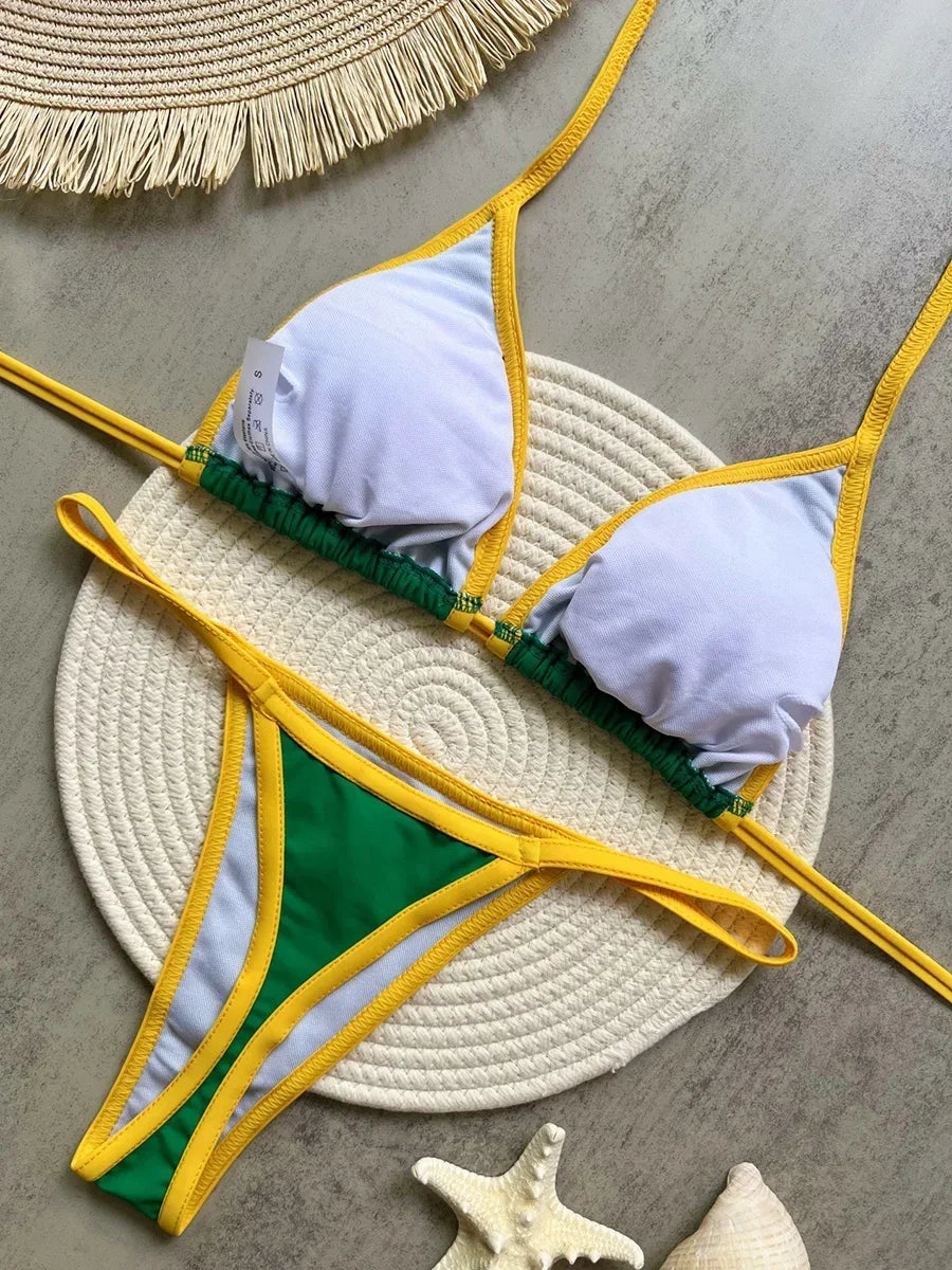 Asymmetric G String Bikinis Mini Micro Thong Bikini Female Swimsuit Women Swimwear Two-pieces Bikini Set Brazilian Bathing Suit