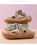 Plus Size Summer Platform Sandals For Women Men Home Street Garden Shoes Lace-up Style Silver Gold Clogs Couples Beach Slippers