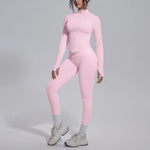 Women's Seamless Yoga Sets Sports Fitness Zipper Long-Sleeve Jacket Slim-fit Hip Lift Pants Suits Workout Training Gym Sets