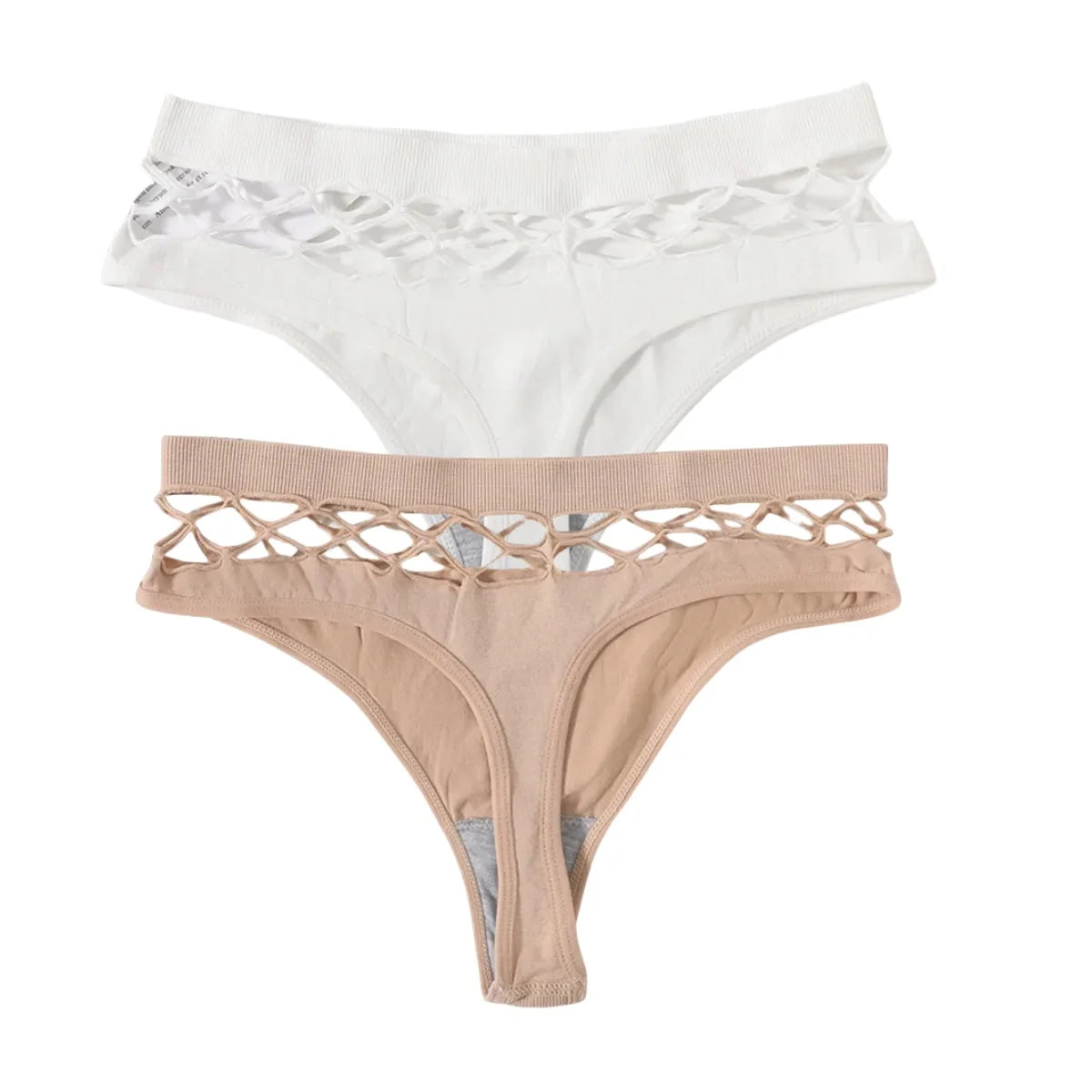2Pcs/Set Seamless Thongs Panties Women High Rise Underwear Sexy Lingerie Bottoms Female Underpants Hollow G-String Pantys M-L