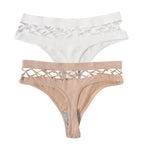 2Pcs/Set Seamless Thongs Panties Women High Rise Underwear Sexy Lingerie Bottoms Female Underpants Hollow G-String Pantys M-L