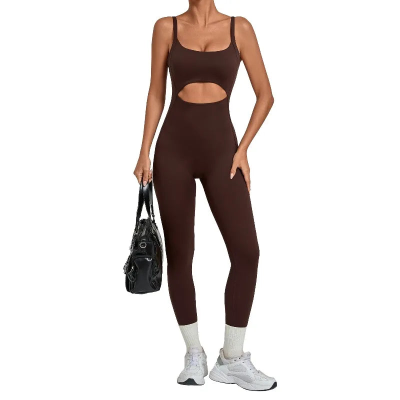 Women's Seamless Yoga Jumpsuits Sports Gym Fitness Backless Sleeveless Hip-lifting Pants One-piece Training Workout Bodysuits