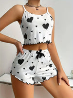 2 Pieces Pajama Set Shorts Women Homewear Print Underwear Pijamas Sexy Lingerie Camisoles Tanks Nighty Sleepwear