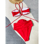 Sexy 3D Flower Wrinkled Female Swimsuit High Waist Bikini Women Swimwear Two-pieces Bikini set Bather Bathing Suit Swim Y4939