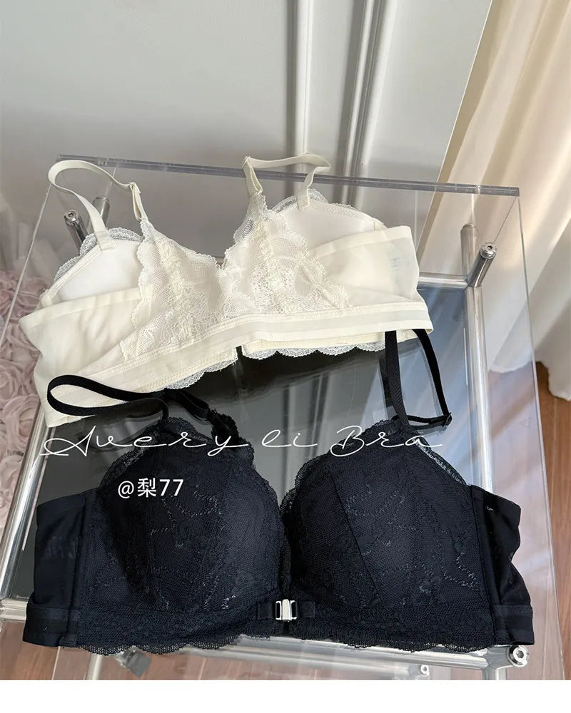 Summer Nouvelle Tendance! Soutien-Gorge Push Up à Fermeture Avant - Bretelles Dentelle Dos, Bralette Légère pour Petite Poitrine