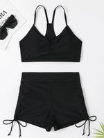 Drawstring Front Shorts Bikinis 2026 High Waist Swimsuit Women Swimwear Female Bathers Bathing Swimming Swim Suit Beachwear